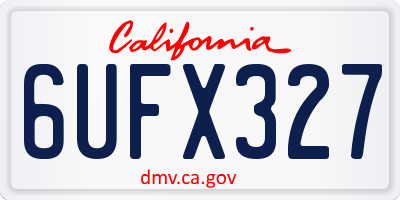 CA license plate 6UFX327