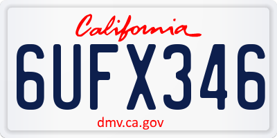 CA license plate 6UFX346