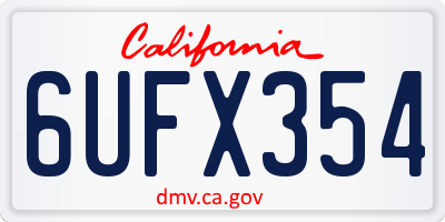 CA license plate 6UFX354
