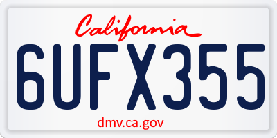 CA license plate 6UFX355