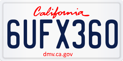 CA license plate 6UFX360