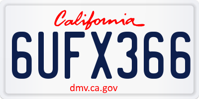 CA license plate 6UFX366