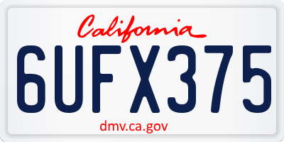 CA license plate 6UFX375