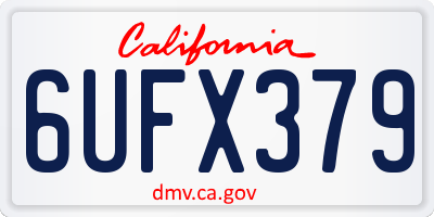 CA license plate 6UFX379