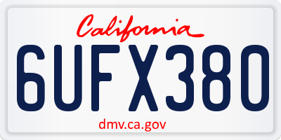 CA license plate 6UFX380