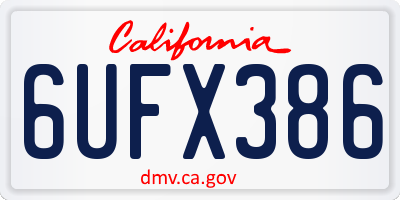 CA license plate 6UFX386