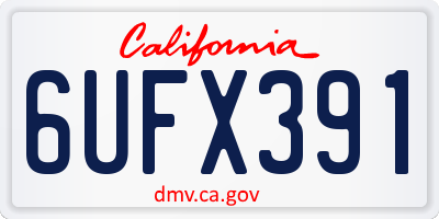 CA license plate 6UFX391