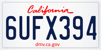 CA license plate 6UFX394