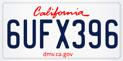 CA license plate 6UFX396