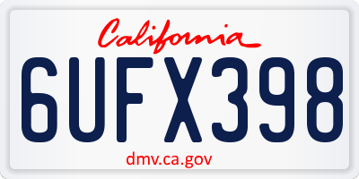 CA license plate 6UFX398
