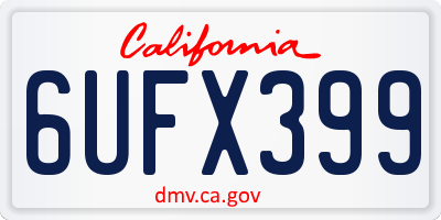 CA license plate 6UFX399
