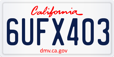 CA license plate 6UFX403