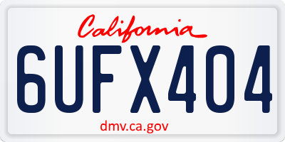 CA license plate 6UFX404