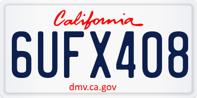 CA license plate 6UFX408