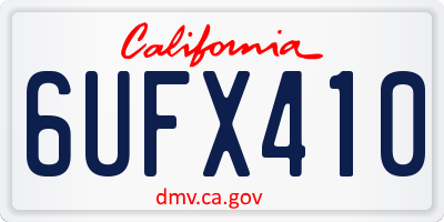CA license plate 6UFX410