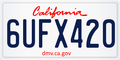 CA license plate 6UFX420
