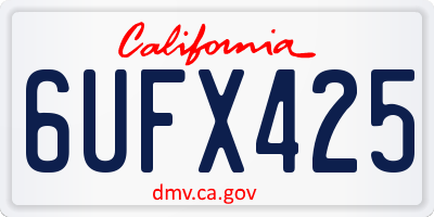 CA license plate 6UFX425