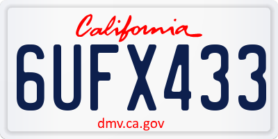 CA license plate 6UFX433
