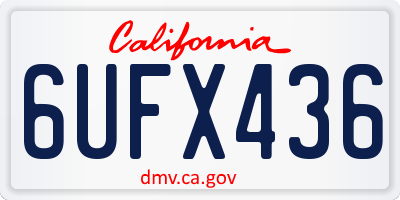 CA license plate 6UFX436