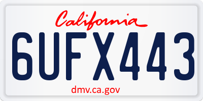 CA license plate 6UFX443