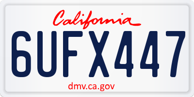 CA license plate 6UFX447