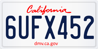 CA license plate 6UFX452