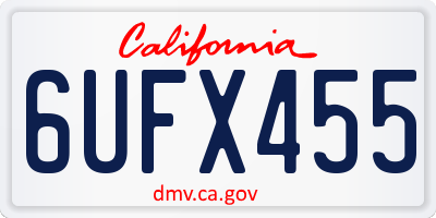 CA license plate 6UFX455