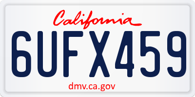 CA license plate 6UFX459