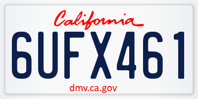CA license plate 6UFX461