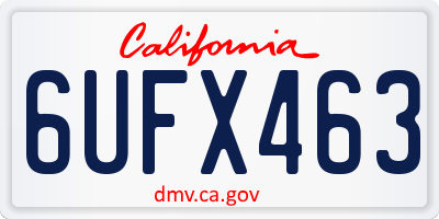 CA license plate 6UFX463