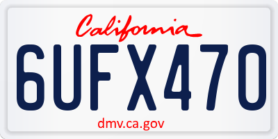 CA license plate 6UFX470