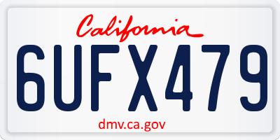 CA license plate 6UFX479