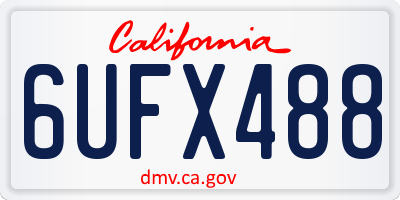 CA license plate 6UFX488