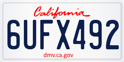 CA license plate 6UFX492