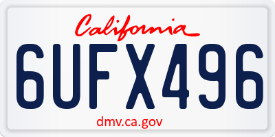 CA license plate 6UFX496