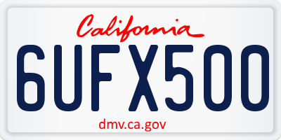 CA license plate 6UFX500