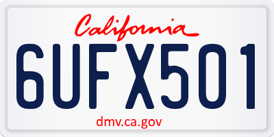 CA license plate 6UFX501