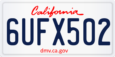 CA license plate 6UFX502