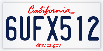 CA license plate 6UFX512