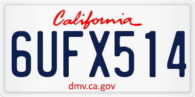 CA license plate 6UFX514