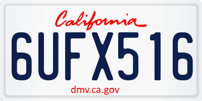 CA license plate 6UFX516