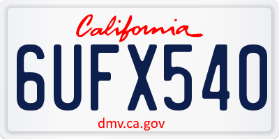 CA license plate 6UFX540