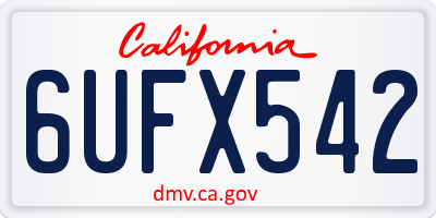 CA license plate 6UFX542