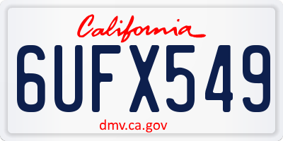 CA license plate 6UFX549