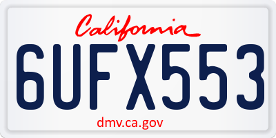 CA license plate 6UFX553