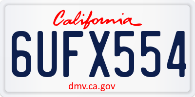 CA license plate 6UFX554