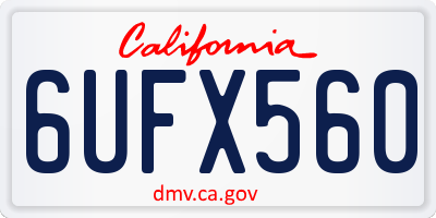 CA license plate 6UFX560