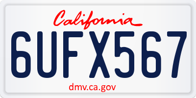 CA license plate 6UFX567