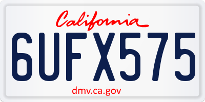 CA license plate 6UFX575