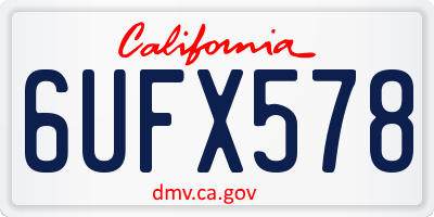 CA license plate 6UFX578